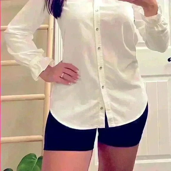 COPY - Cremieux No Collar White Button Down Shirt with ruffled sleeves Women XS - Picture 9 of 11